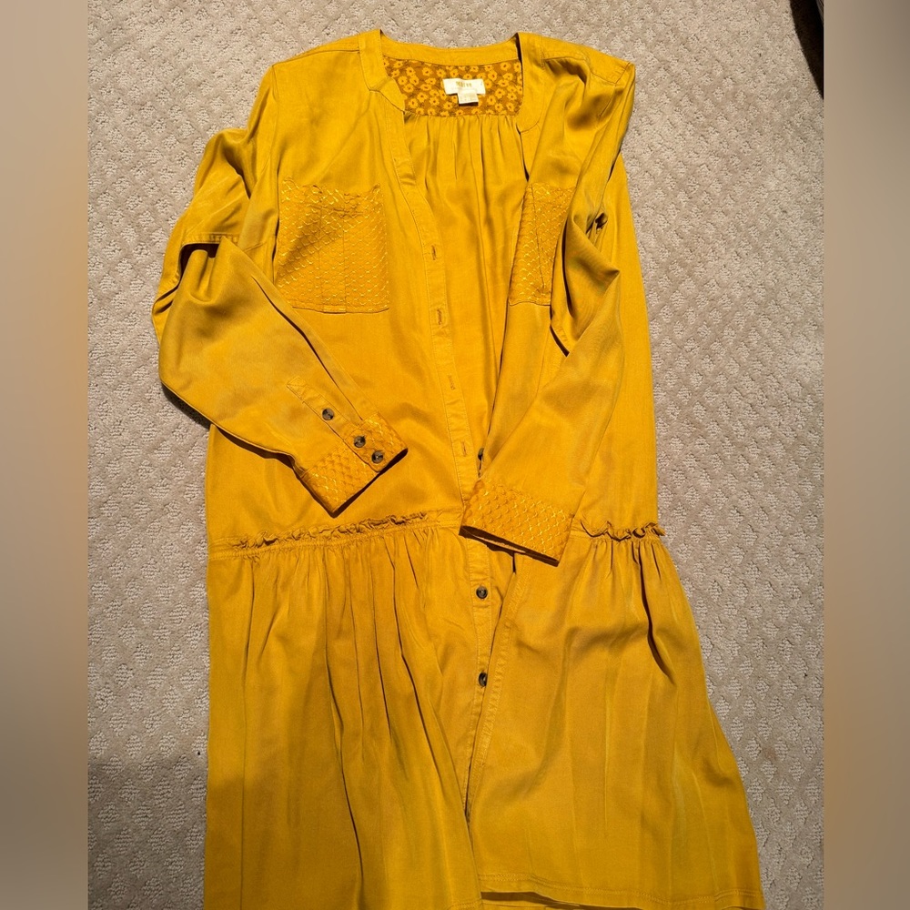Maeve yellow button down dress